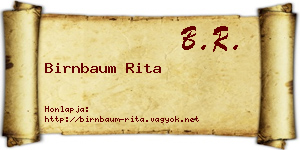 Birnbaum Rita névjegykártya